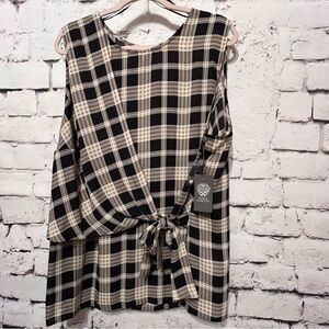 Vince Camuto Highland Plaid Faux Wrap Top Plus Size 3X
